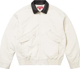 Supreme Leather Collar Utility Jacket Stone
