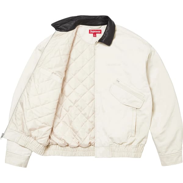 Supreme Leather Collar Utility Jacket - Stone (front)