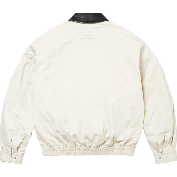 Supreme Leather Collar Utility Jacket - Stone (front)