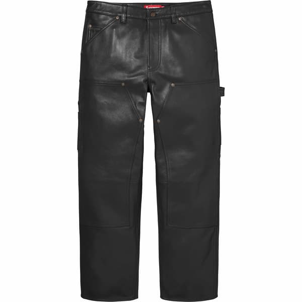 Supreme Leather Double Knee Pant - Black (front)