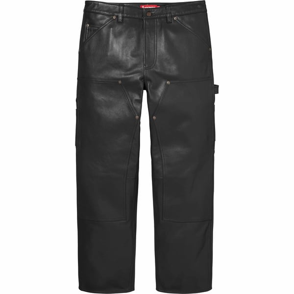 Supreme Leather Double Knee Pant - Black (front)