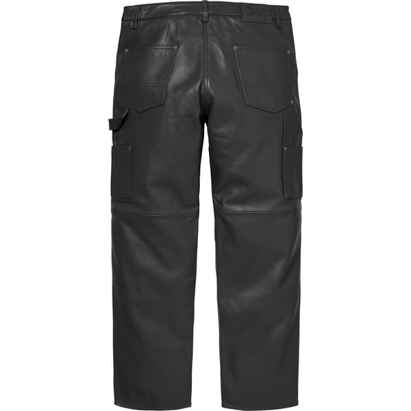 Supreme Leather Double Knee Pant - Black (front)