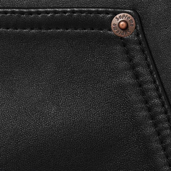 Supreme Leather Double Knee Pant - Black (front)