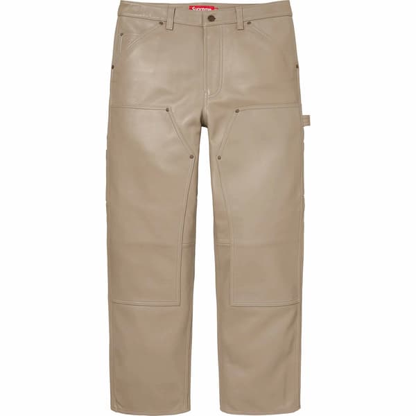 Supreme Leather Double Knee Pant - Tan (front)