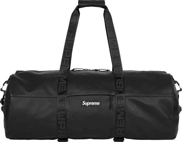 Supreme Leather Large Duffle Bag - Black (front)