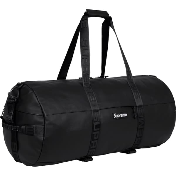 Supreme Leather Large Duffle Bag - Black (front)