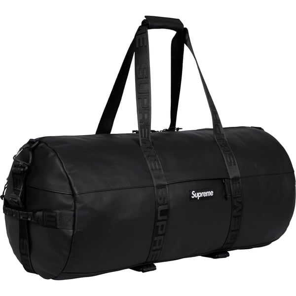 Supreme Leather Large Duffle Bag - Black (front)