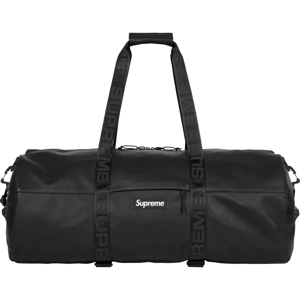 Supreme Leather Large Duffle Bag - Black (front)