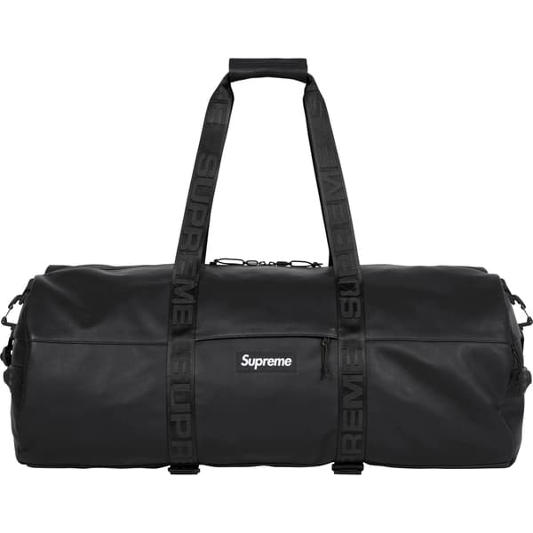 Supreme Leather Large Duffle Bag - Black (front)