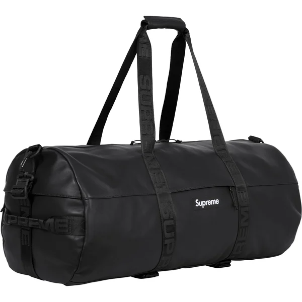 Supreme Leather Large Duffle Bag - Black (front)