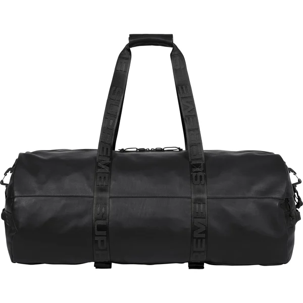 Supreme Leather Large Duffle Bag - Black (front)