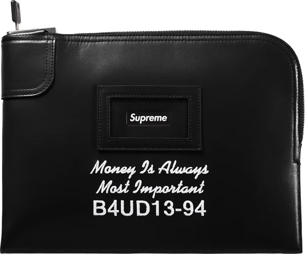 Supreme Leather Money Bag - Black (front)