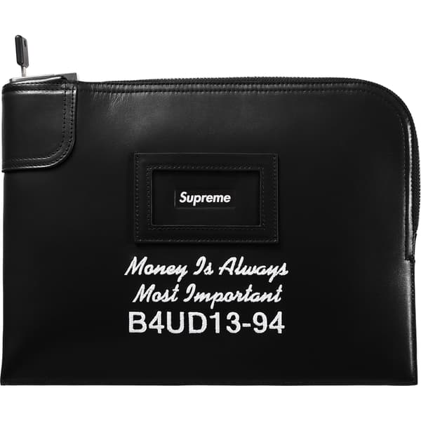 Supreme Leather Money Bag - Black (front)