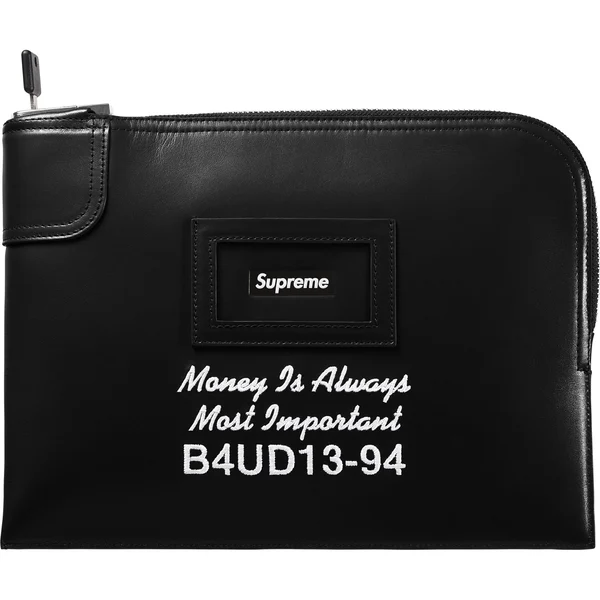 Supreme Leather Money Bag - Black (front)