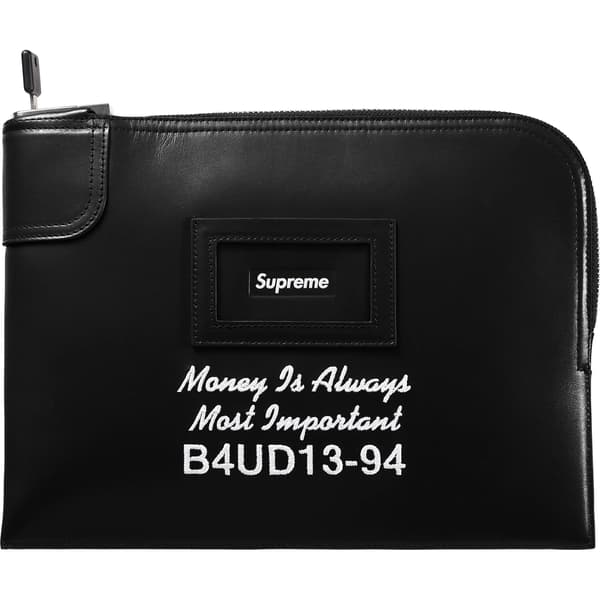 Supreme Leather Money Bag - Black (front)