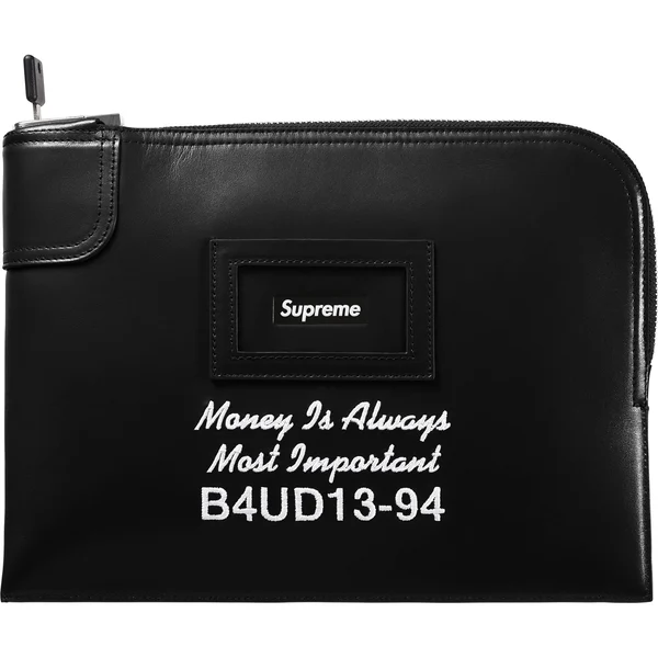 Supreme Leather Money Bag - Black (front)