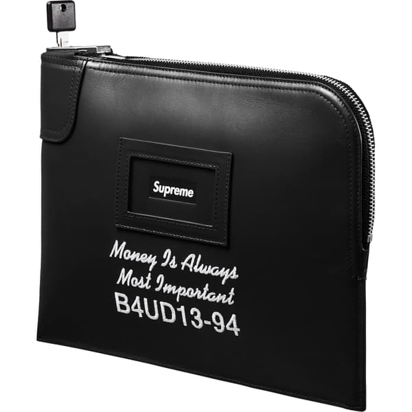 Supreme Leather Money Bag - Black (front)