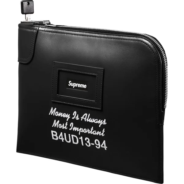 Supreme Leather Money Bag - Black (front)