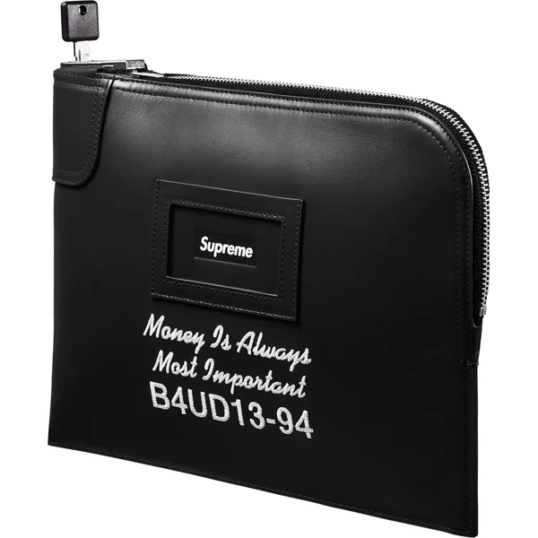 Supreme Leather Money Bag - Black (front)
