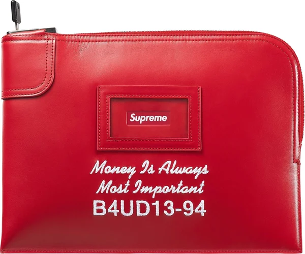 Supreme Leather Money Bag - Red (front)
