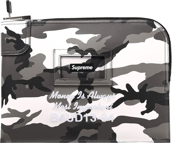 Supreme Leather Money Bag - Snow Camo (front)