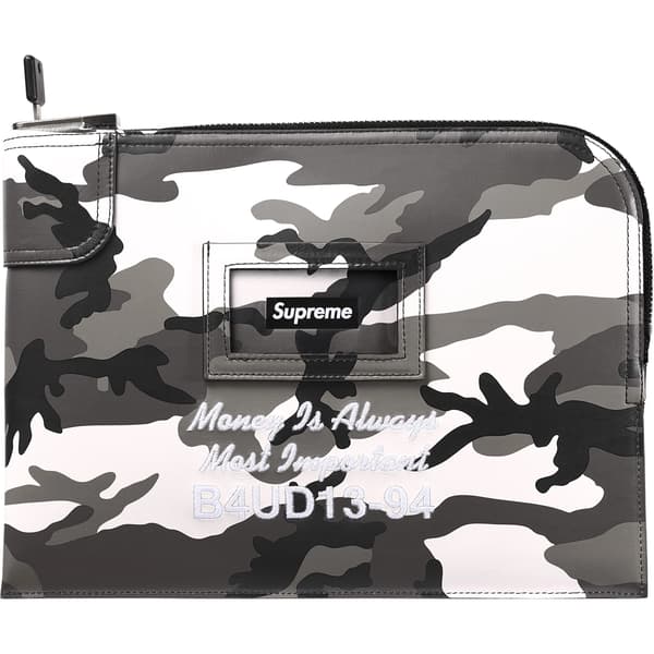 Supreme Leather Money Bag - Snow Camo (front)