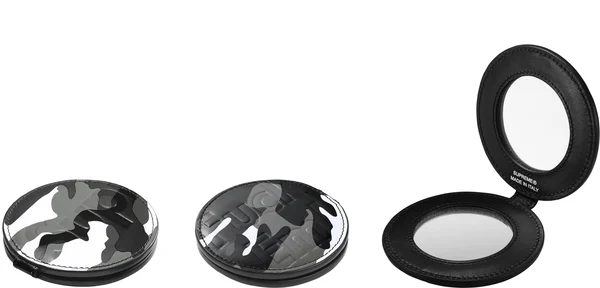 Supreme Leather Pocket Mirror - Snow Camo (front)