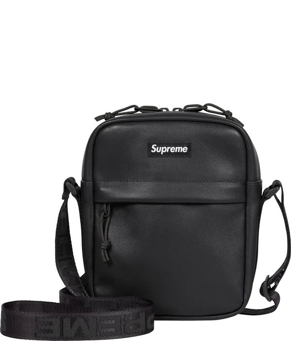 Supreme Leather Shoulder Bag - Black (front)