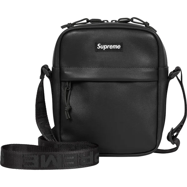 Supreme Leather Shoulder Bag - Black (front)