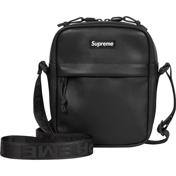 Supreme Leather Shoulder Bag - Black (front)