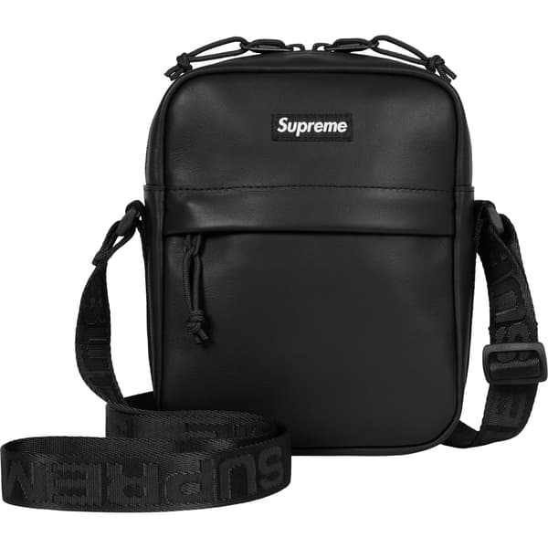 Supreme Leather Shoulder Bag - Black (front)
