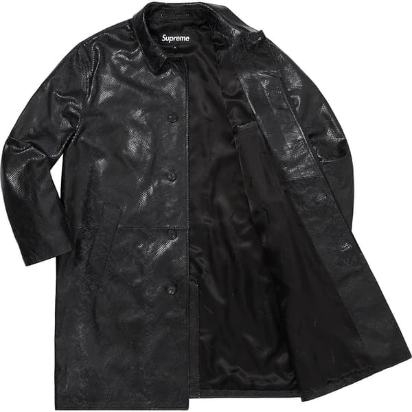 Supreme Leather Snake Trench Coat - Black (front)