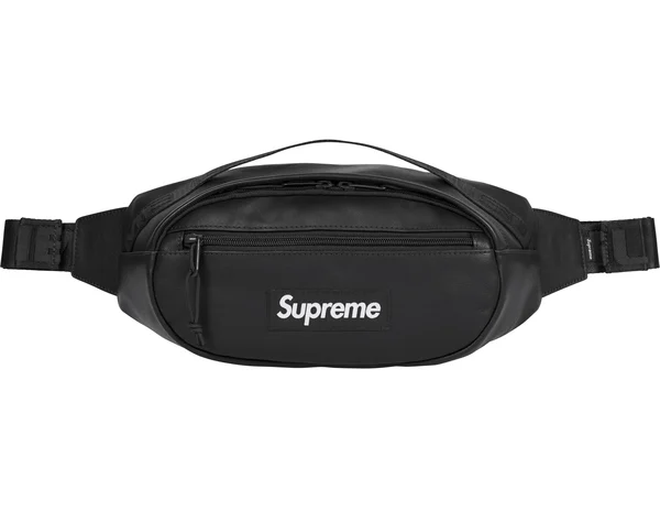 Supreme Leather Waist Bag - Black (front)
