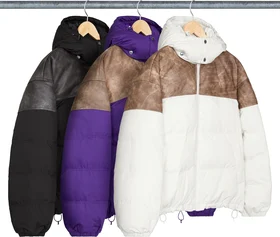 Supreme Leather Yoke Puffer Jacket