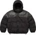 Supreme Leather Yoke Puffer Jacket - Black (front)