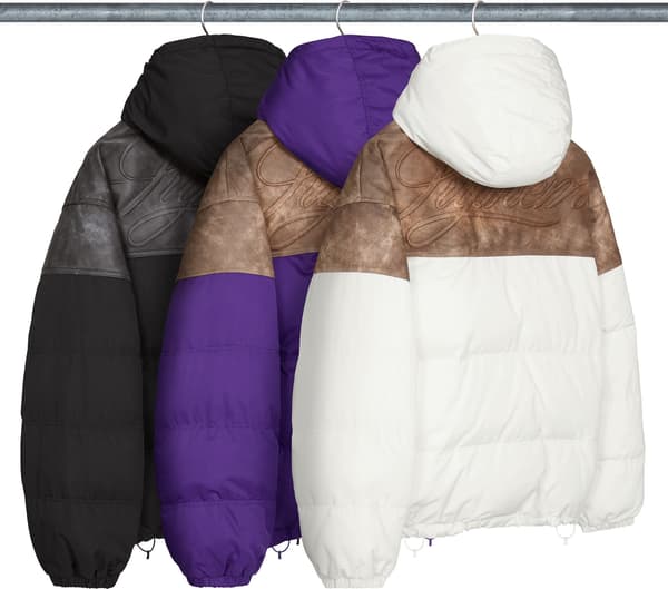 Supreme Leather Yoke Puffer Jacket - Group Shots (front)