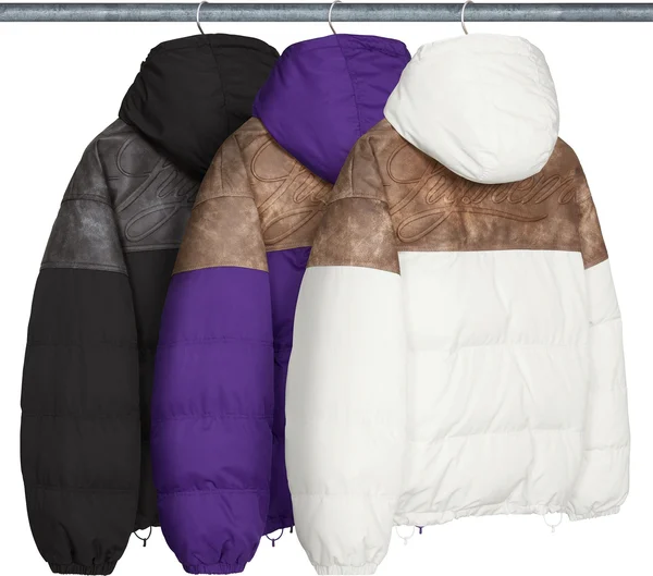 Supreme Leather Yoke Puffer Jacket - Group Shots (front)