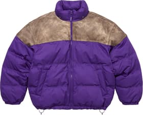 Supreme Leather Yoke Puffer Jacket Purple