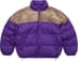 Supreme Leather Yoke Puffer Jacket - Purple (front)