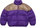 Supreme Leather Yoke Puffer Jacket - Purple (front)