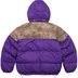 Supreme Leather Yoke Puffer Jacket - Purple (front)