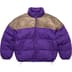 Supreme Leather Yoke Puffer Jacket - Purple (front)