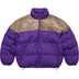 Supreme Leather Yoke Puffer Jacket - Purple (front)