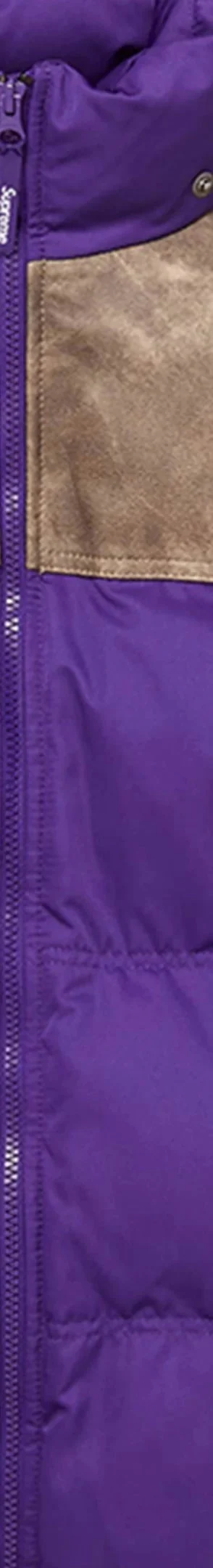 Supreme Leather Yoke Puffer Jacket - Purple (front)