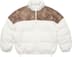 Supreme Leather Yoke Puffer Jacket - White (front)