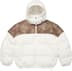 Supreme Leather Yoke Puffer Jacket - White (front)