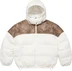Supreme Leather Yoke Puffer Jacket - White (front)