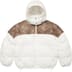 Supreme Leather Yoke Puffer Jacket - White (front)