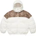 Supreme Leather Yoke Puffer Jacket - White (front)