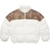 Supreme Leather Yoke Puffer Jacket - White (front)